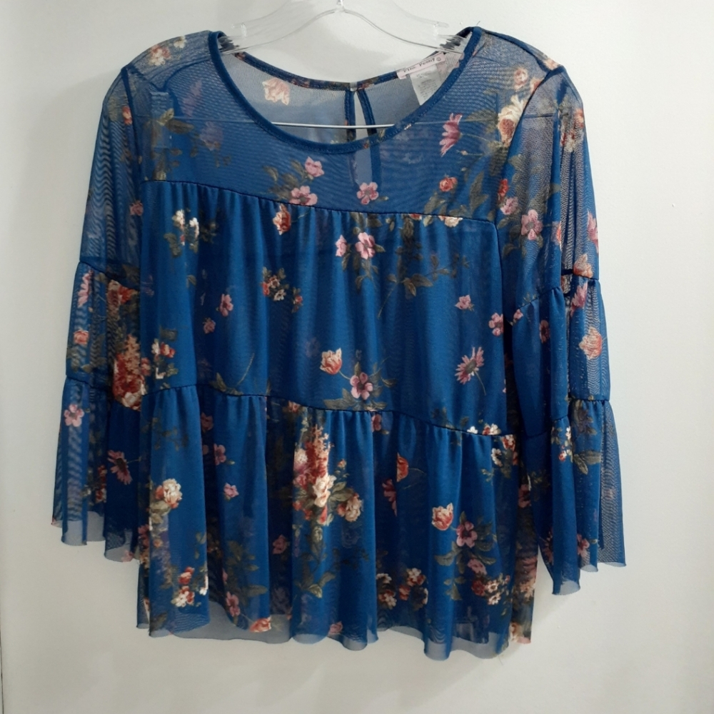 💥5 for 25 Pink peony mesh blouse